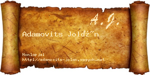 Adamovits Jolán névjegykártya