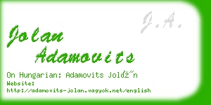 jolan adamovits business card